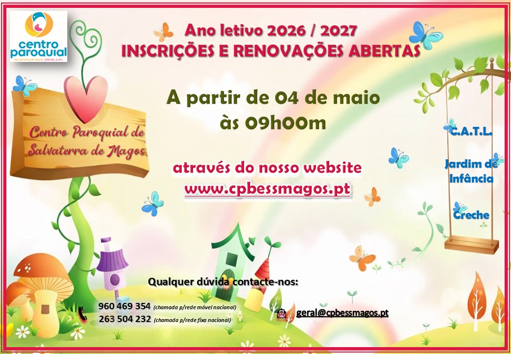 Inscrições para o ano letivo 2026/2027